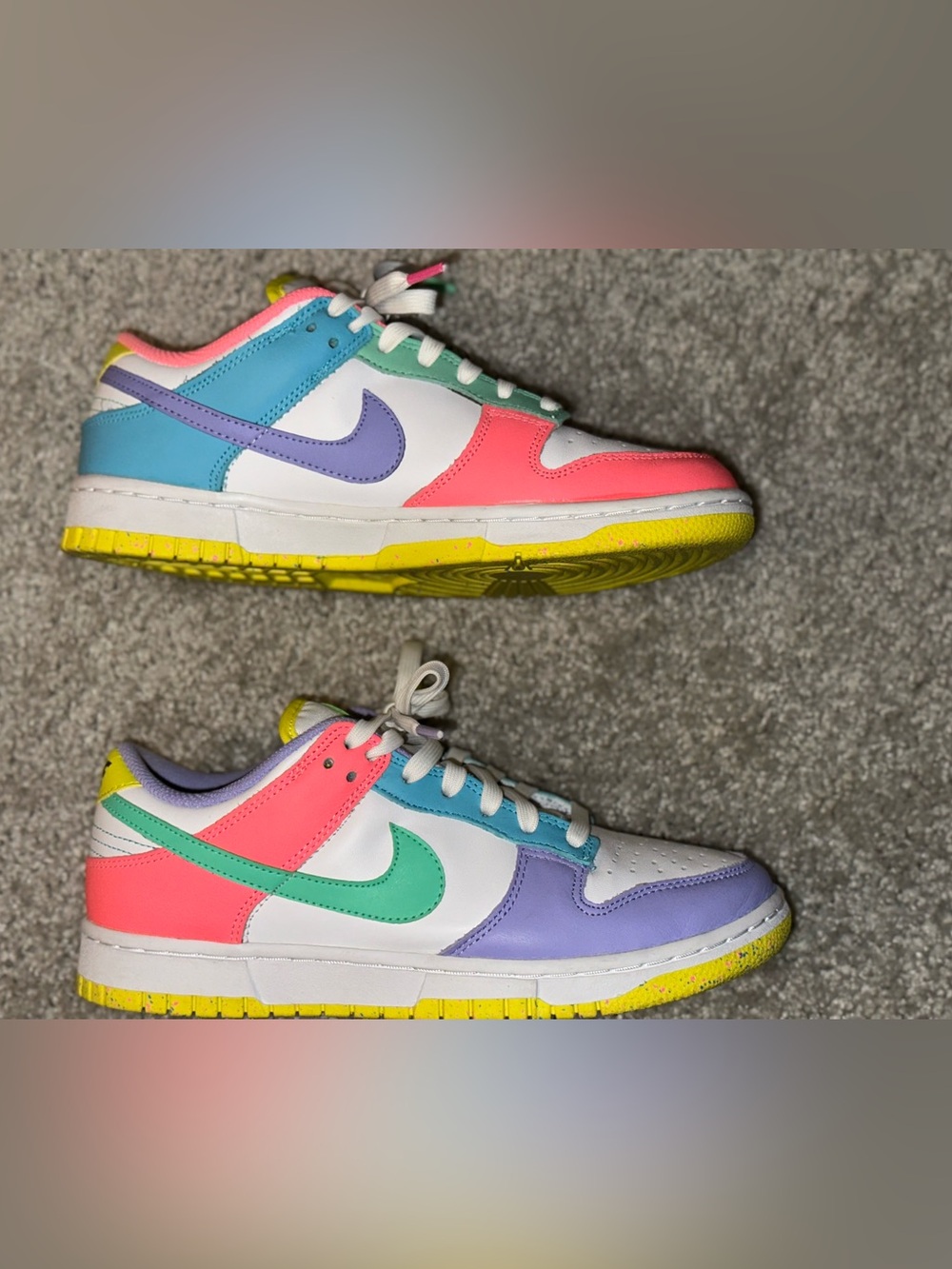 Nike Dunks Low Top Sneakers in Pastel Pink, Mint, Lavender & Yellow - Picture 3 of 4